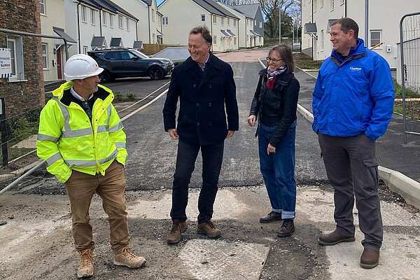 Andrew George MP and Councillor Juliet Line visiting Foxes Field, new housing in Gulval